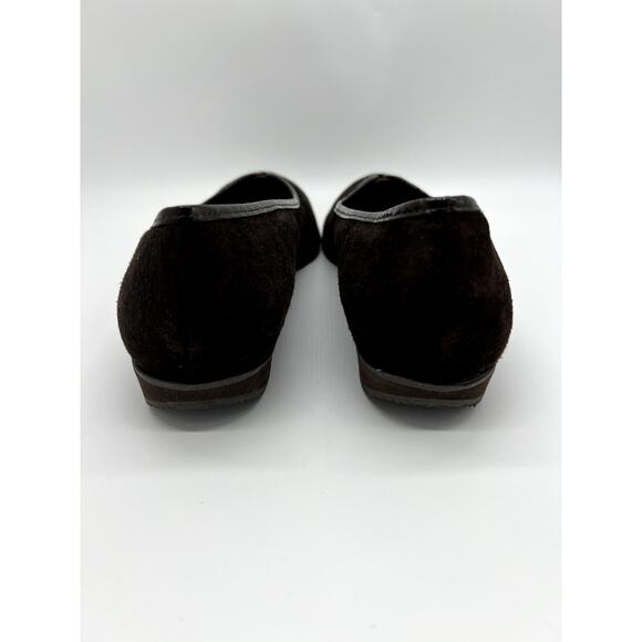 Vaneli Abaka Brown Suede Croc Embossed Cap Toe Ballet Flats Shoes Size 8M - Picture 5 of 7